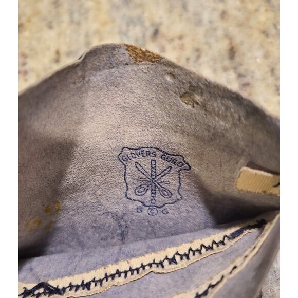 Vintage Size S 6 Black Leather Formal 10" Gloves Stitching Detail Geometric - Picture 11 of 16